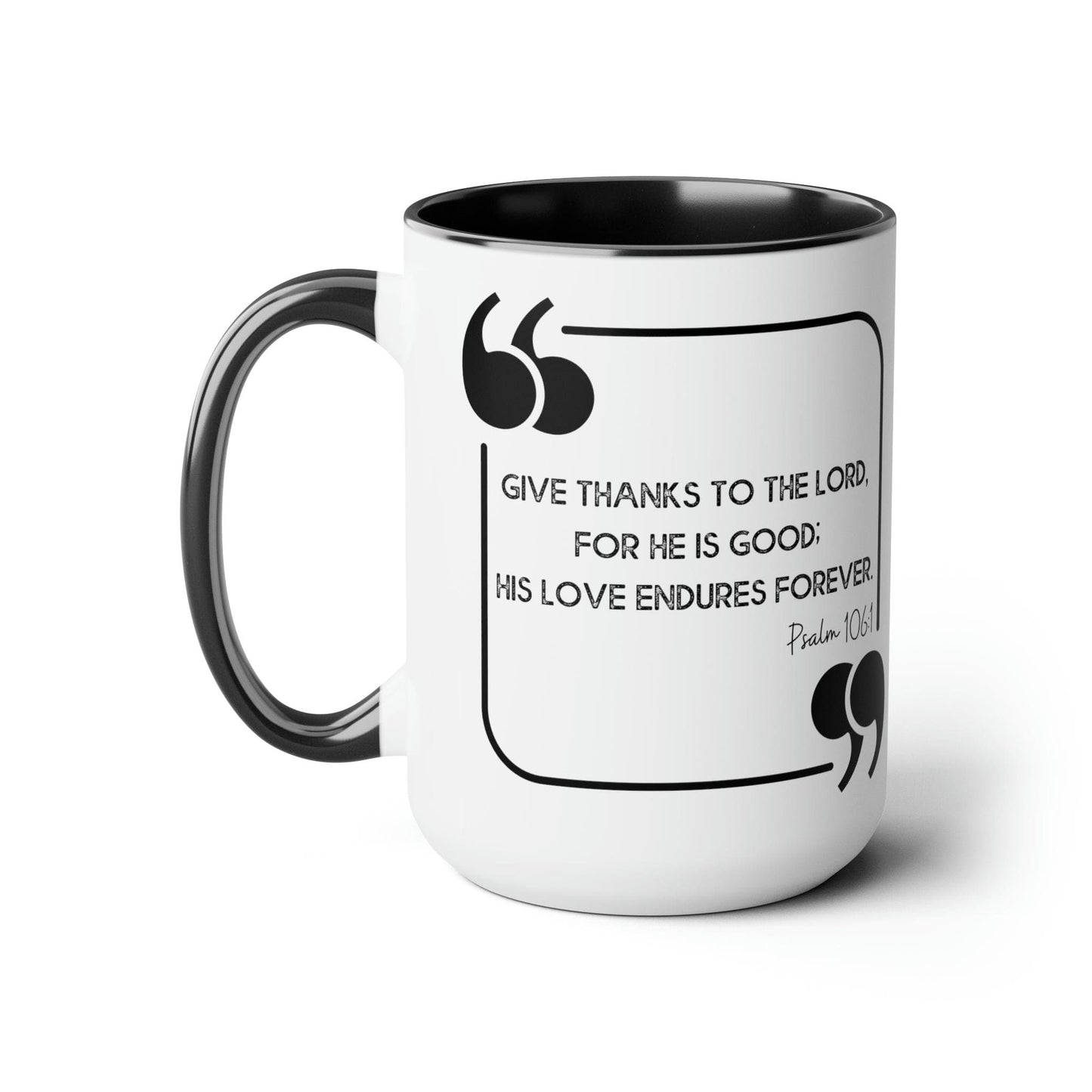 Accent Ceramic Coffee Mug 15oz - Give Thanks To The Lord Black Illustration