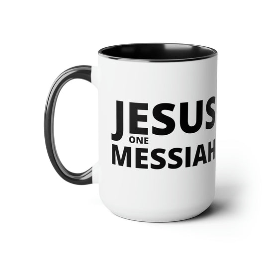 Accent Ceramic Coffee Mug 15oz - Jesus One Messiah Black Illustration