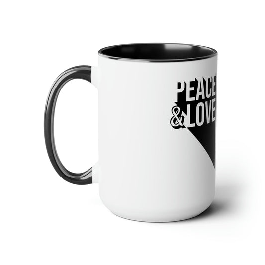 Accent Ceramic Coffee Mug 15oz - Peace And Love Duo Illustration