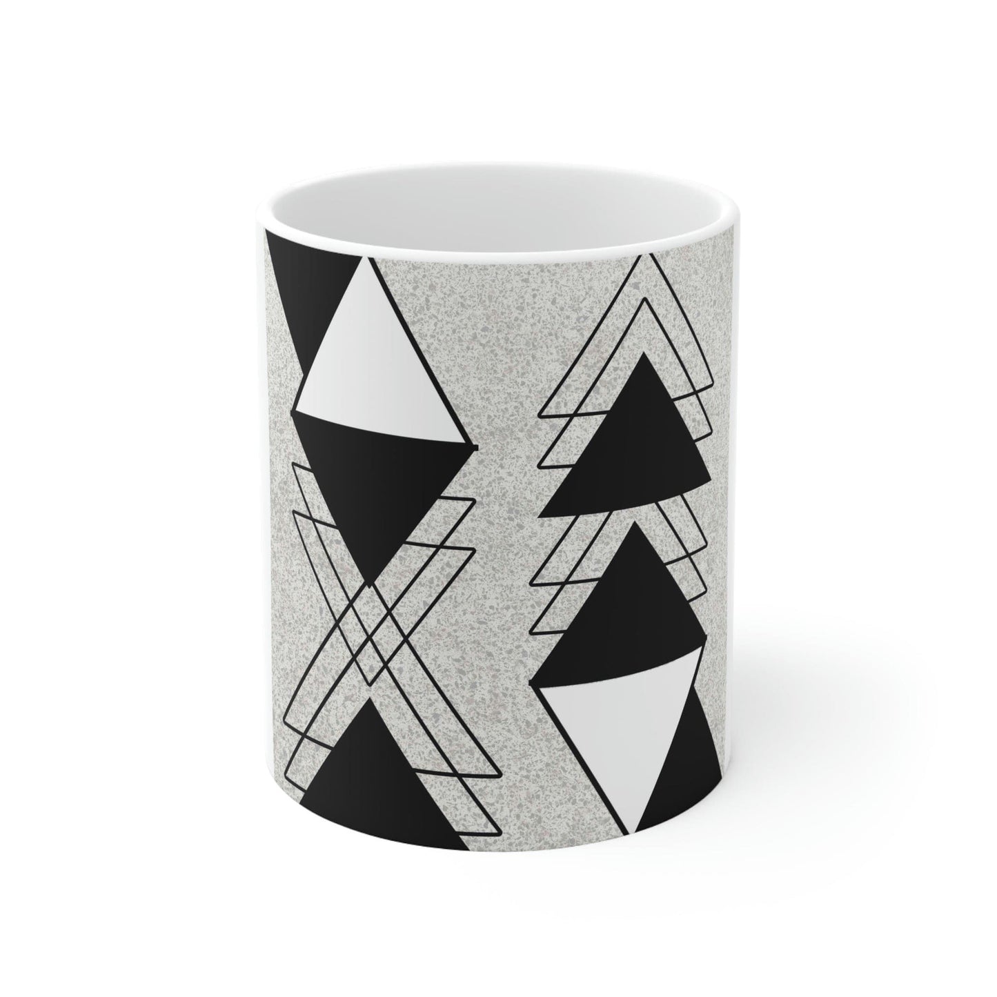 Black And White Ash Grey Triangular Colorblock Printify / Decor / Ceramic Mug 11oz - Aop
