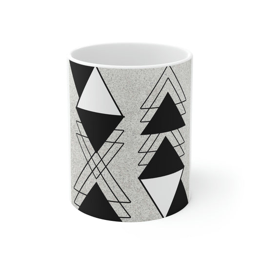 Black And White Ash Grey Triangular Colorblock Printify / Decor / Ceramic Mug 11oz - Aop